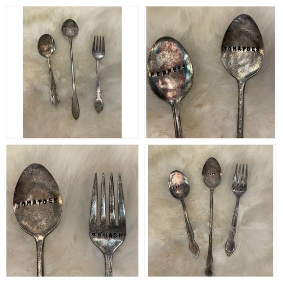 Set of 3 Vintage Silverware Plant Markers . - Picture 1 of 9